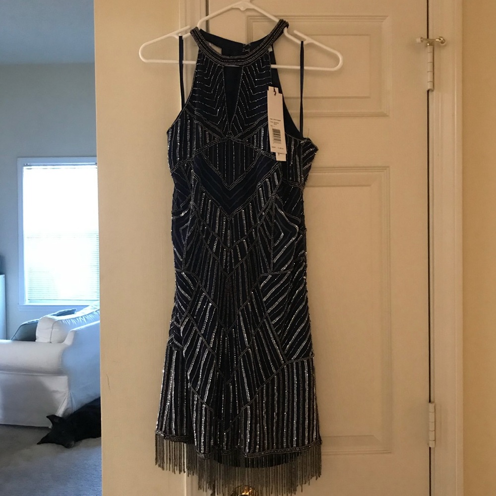 Parker Beaded Dress | Navy Cocktail Dress | NWT